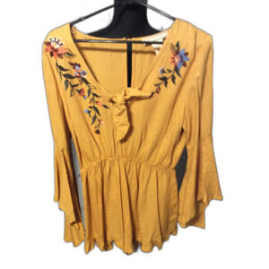 Flying Tomato Embroidered  Bell Sleeves Festival Anthropologie Romper M boho